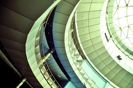 Metal details of an interior of modern office building