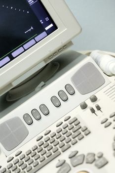 keyboard and monitor of modern medical ultrasound device as a background