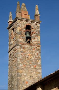 CHIESA di SANTA MARIA in Piazza Roma the main square. Monteriggioni Tuscany Italy