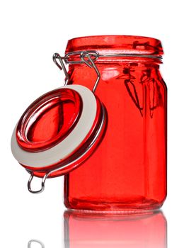 empty glass jar for spice isolated on white