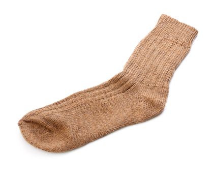 single woollen sock isolated on white background