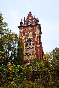 ruined tower Chapelle in Pushkin Town, Russia
