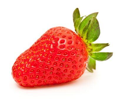 single fresh strawberry isolated on white background