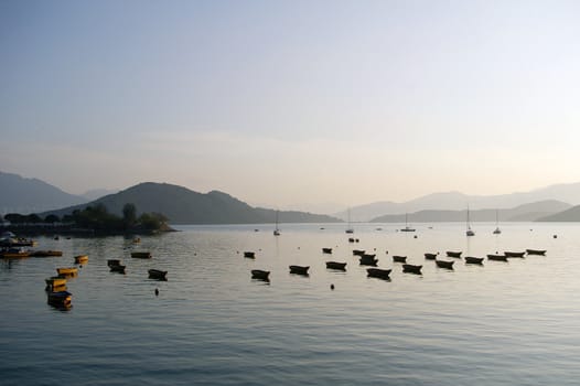 Coastal landscape at sunset