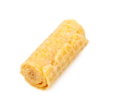 crispy wafer roll isolated on white background