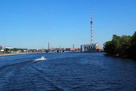 Tv tower on Neva river, Saint-Petersburg, Russia