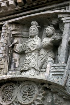 Chinese carvings outside temple