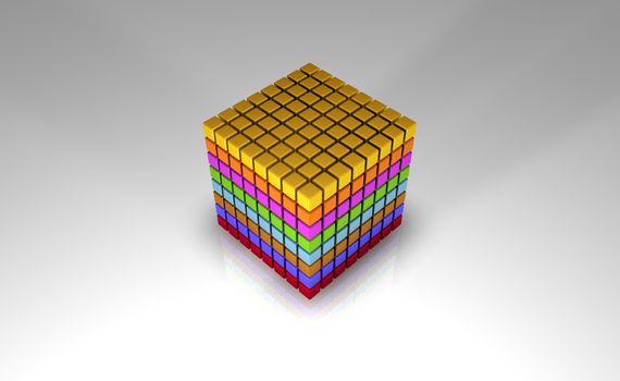 3D Bitmap Illustration of 512 Bits of Code