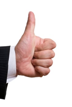 businessman's hand with thumbs up isolated on white