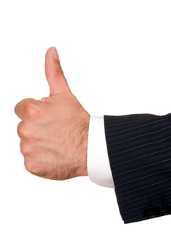 businessman's hand with thumbs up isolated on white