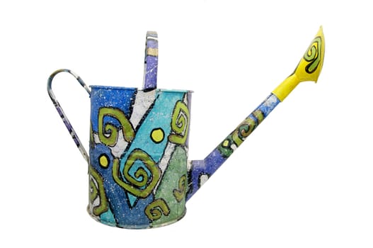 a colorful watering can watering can on a white background
