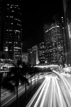 Traffic in Hong Kong at night