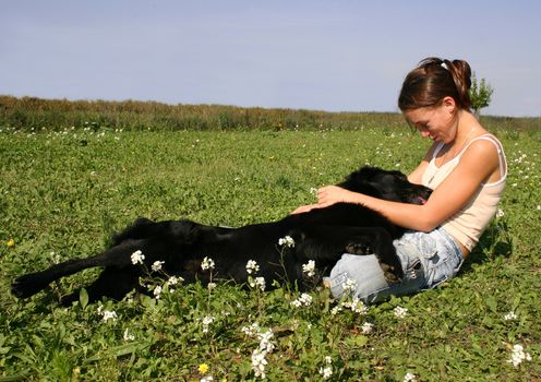 young girl and her best friend belgian shepherd groenendael