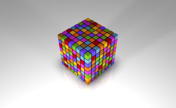 3D Bitmap Illustration Representing Fragmented Data