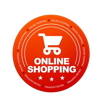 Orange Online Shopping Icon on white background.