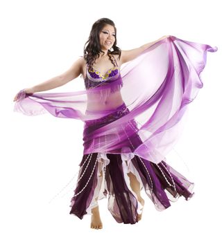 Asian Belly dancer on white background