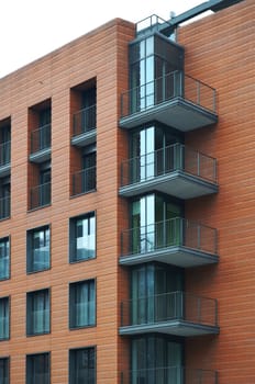 Brick building with balcony