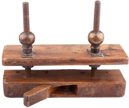 Old wooden jointer isolated on a white background