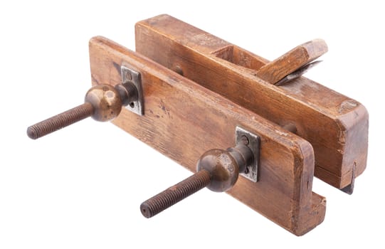 Old wooden jointer isolated on a white background