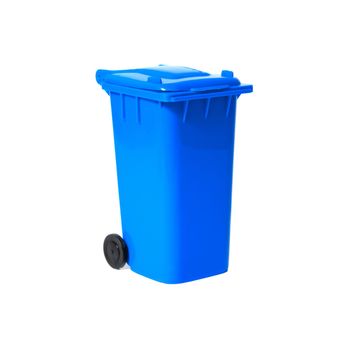 blue empty recycling bin