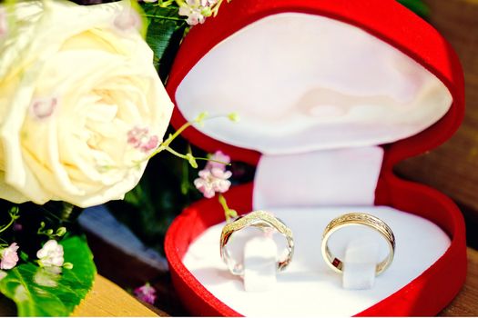 wedding rings in the boxes with a shallow DOF