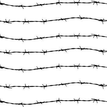 fence from barbed wires isolated on white background