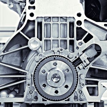 toned shot of a gear in the car motor