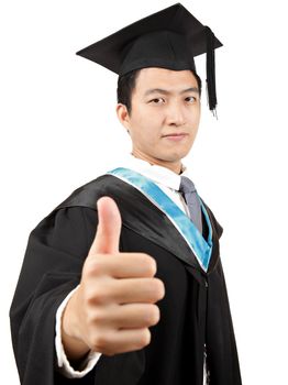 graduate student with thumb up