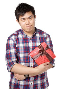 young man give gift