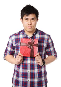 young man give gift