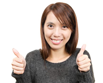 woman with thumbs up