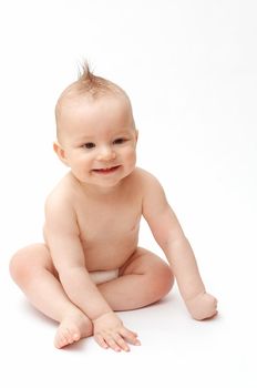 laughing baby with spiky hair