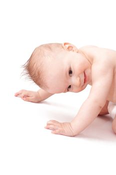 laughing baby with spiky hair