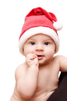 baby in santa's cap