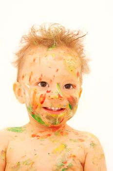 painted baby with spiky hair