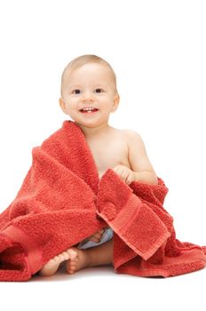 smiling baby in towel