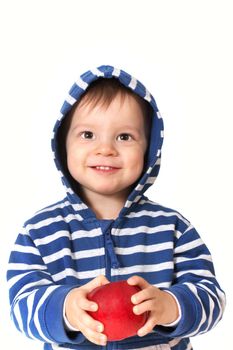 baby with red apple