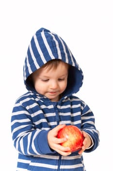 baby with red apple