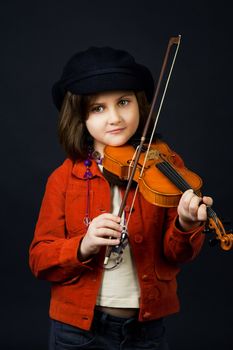Girl practicing the violin