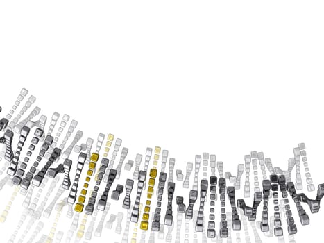 DNA cubes Silver and Gold with a white background