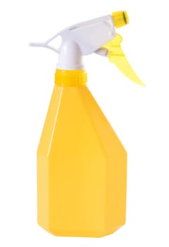 yellow spray bottle for wash cleaning isolated on white