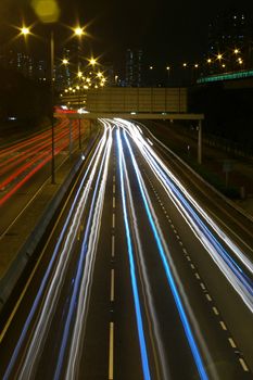 Traffic in Hong Kong at night