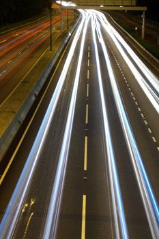 Traffic in Hong Kong at night