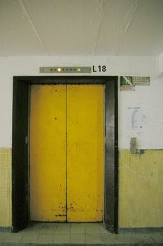 An old elevator in Hong Kong public housing