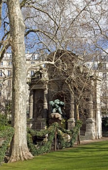 Medici fountain through the trees, statue of Polyphemus  Paris
