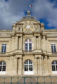 facade of the Senate, Royal Lepautre clock  18 th   Paris France