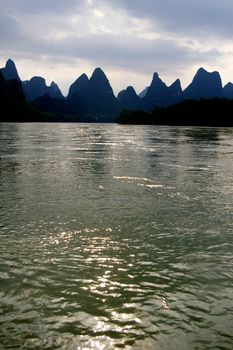 Beautiful Karst mountain landscape in Yangshuo Guilin, China