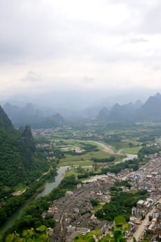 Beautiful Karst mountain landscape in Yangshuo Guilin, China