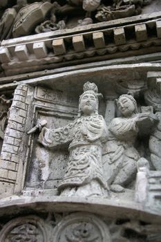 Chinese carvings outside temple