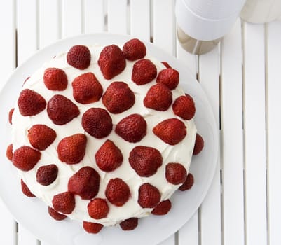 Strawberry Cake from High Angle view